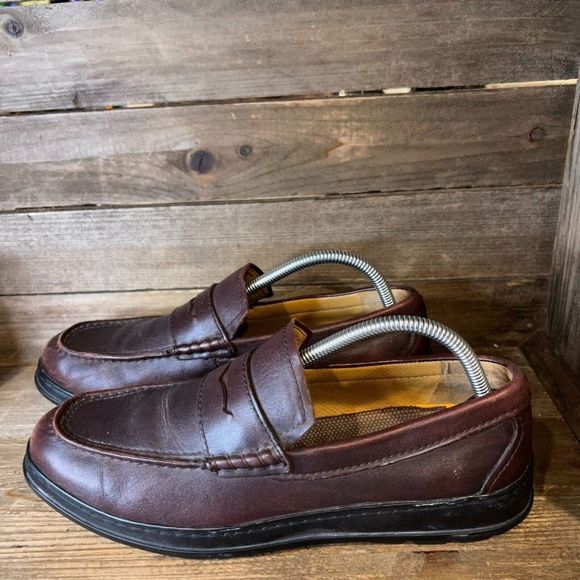 Mens Cole Haan Hamlin Traveler Brown Leather Lug Sole Shoes Penny‎ Loafers 9.5 M main image 5